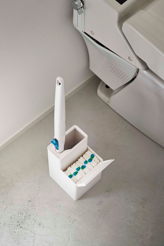 山崎実業 替えブラシ収納付き流せるトイレブラシスタンド タワー ホワイト 4903208057226 【品番：05722】