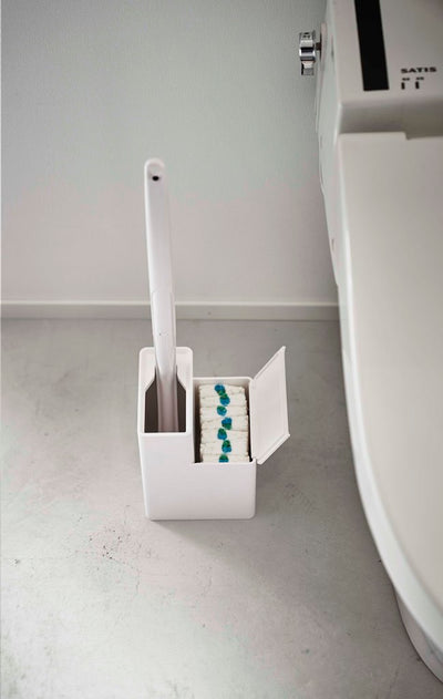 山崎実業 替えブラシ収納付き流せるトイレブラシスタンド タワー ホワイト 4903208057226 【品番：05722】