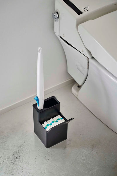 山崎実業 替えブラシ収納付き流せるトイレブラシスタンド タワー ブラック 4903208057233 【品番：05723】