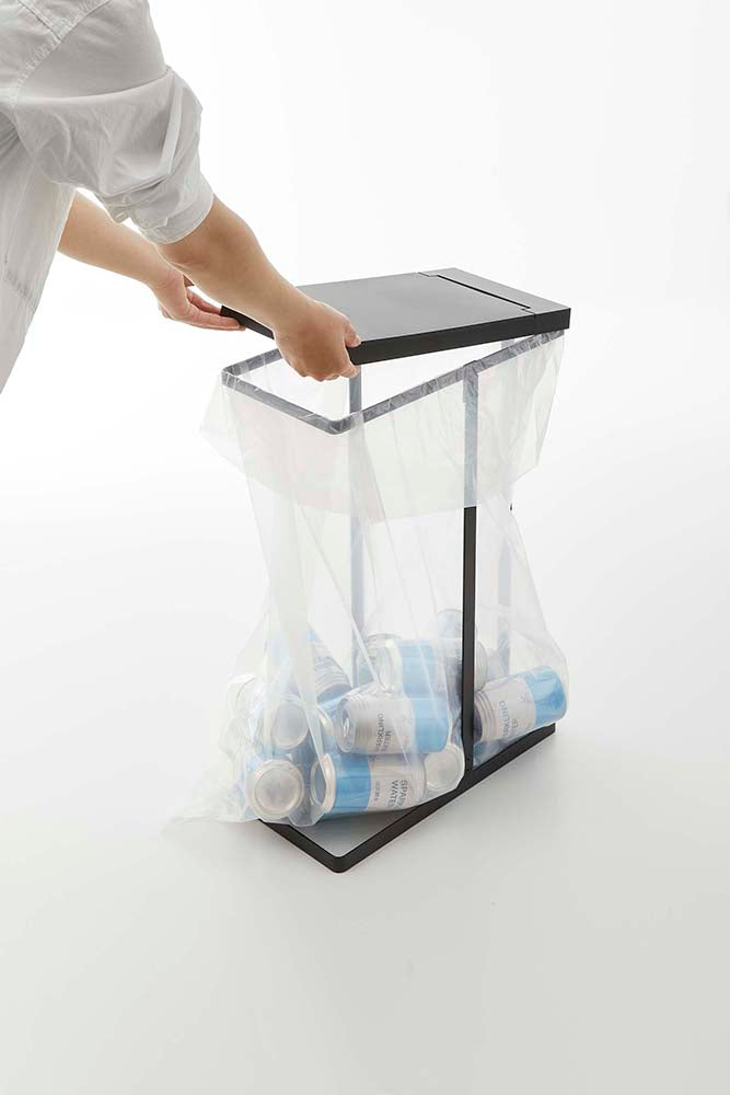 山崎実業　スリム蓋付き分別ゴミ袋ホルダー タワー 45L　ブラック　【品番：05839】