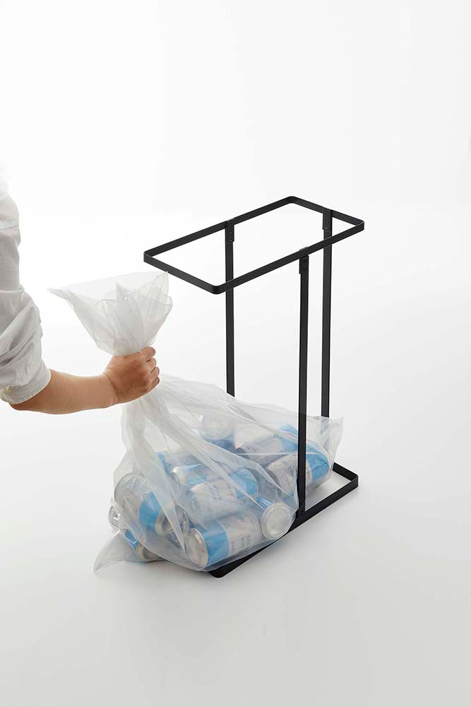 山崎実業　スリム蓋付き分別ゴミ袋ホルダー タワー 45L 2個組　ブラック　【品番：06185】