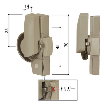 YKK AP　クレセント右勝手カバー有ピッチ45　シルキーホワイト　【品番：WM HH5K11482】