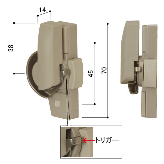 YKK AP　クレセント右勝手カバー有ピッチ45　シルキーホワイト　【品番：WM HH5K11482】