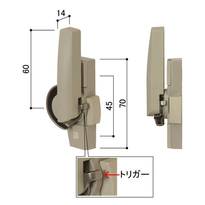 YKK AP　クレセント右勝手カバー有ピッチ45　シルバー　【品番：YS HH5K11484】◯