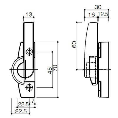 YKK AP　クレセント（ロック無）右勝手カバー有ピッチ45　ステン　【品番：CH HH3K10044】