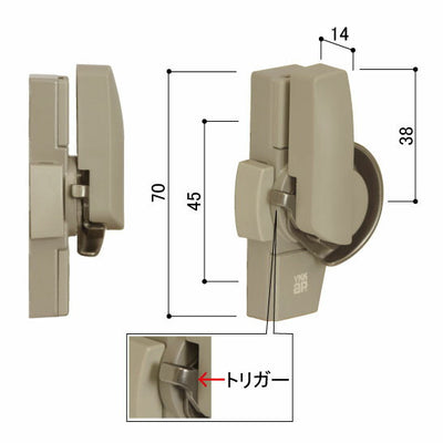 YKK AP　クレセント左勝手カバー有ピッチ45　【品番：WM HH5K11483】