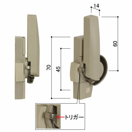 YKK AP　クレセント左勝手カバー有ピッチ45　古美グレイ　【品番：CC HH5K11485】