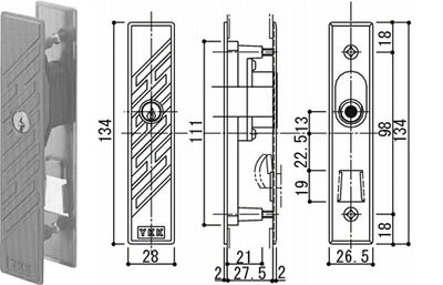 YKK AP　召合せ 内外締り錠 外部シリンダー錠　ブロンズ　【品番：YB HHJ0435】○