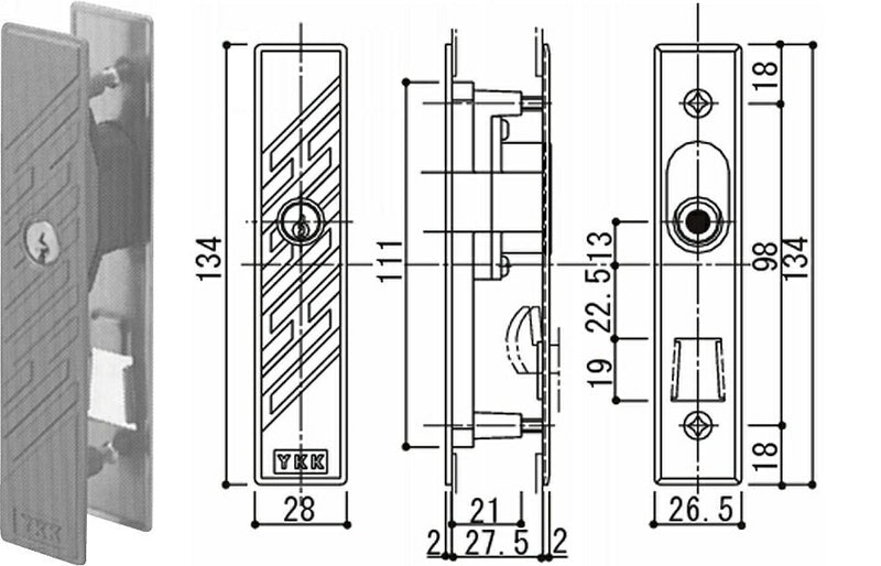 YKK AP　召合せ 内外締り錠 外部シリンダー錠　ブロンズ　【品番：YB HHJ0435】○