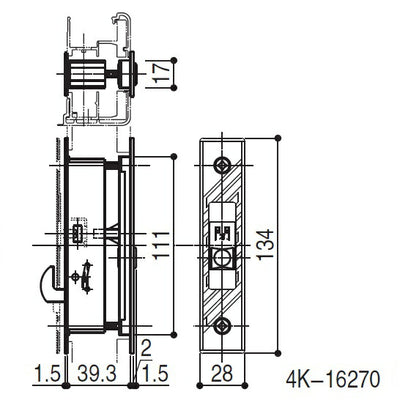 YKK AP　召合せ内外締り内部サムターン　ダークグレイ　【品番：DG HH4K16270】○