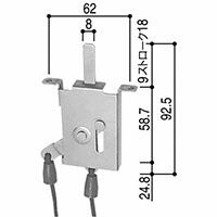 YKK AP　雨戸錠（上部錠ヒモ有り）　シルバー　【品番：YS 4K6380D】