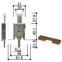 【メール便対応】YKK AP　雨戸錠（下部錠・アダプターセット）　【品番：YS HHJ-0908】
