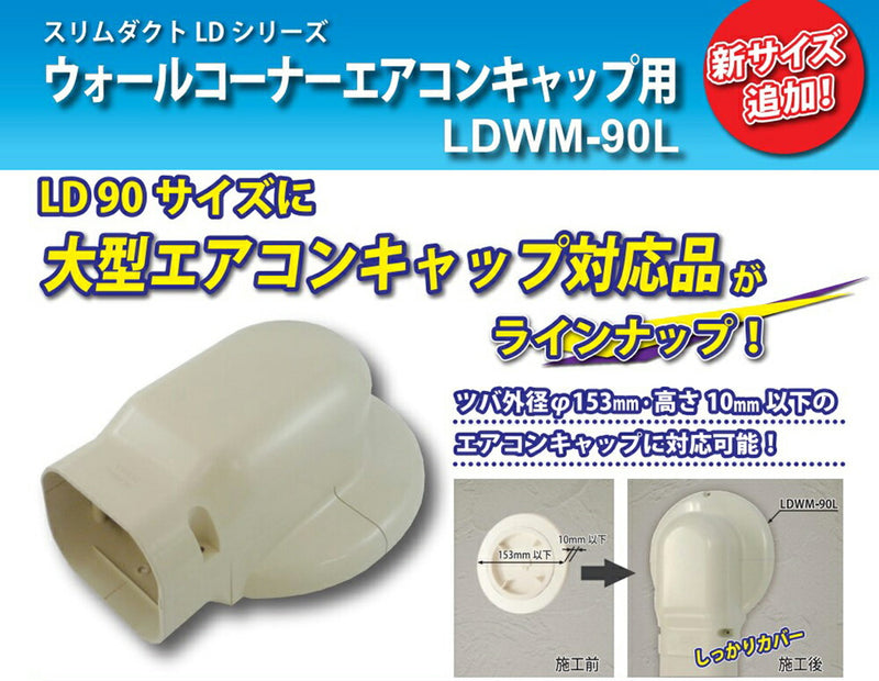 因幡電機産業（因幡電工） ウォールコーナーエアコンキャップ用 グレー 【品番：LDWM-90L（G）】