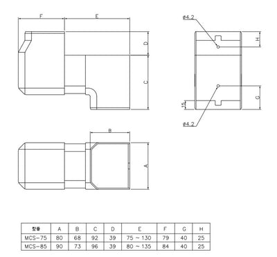 因幡電機産業（因幡電工） 立面スライドコーナー ネオホワイト 【品番：MCS-75-W】