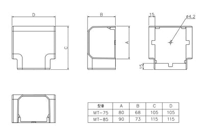 因幡電機産業（因幡電工） Ｔ型ジョイント ネオホワイト 【品番：MT-85】