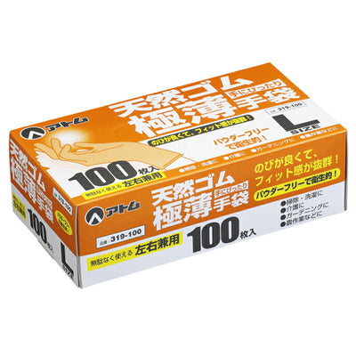 アトム　天然ゴム極薄手袋 100枚入　L　【品番：319-100】