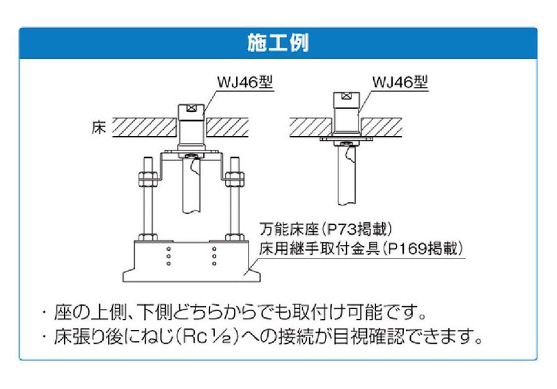 オンダ　ダブルロックジョイント（WJ型） WJ46型 床取出しアダプター φ58　【品番：WJ46-1313M-S】