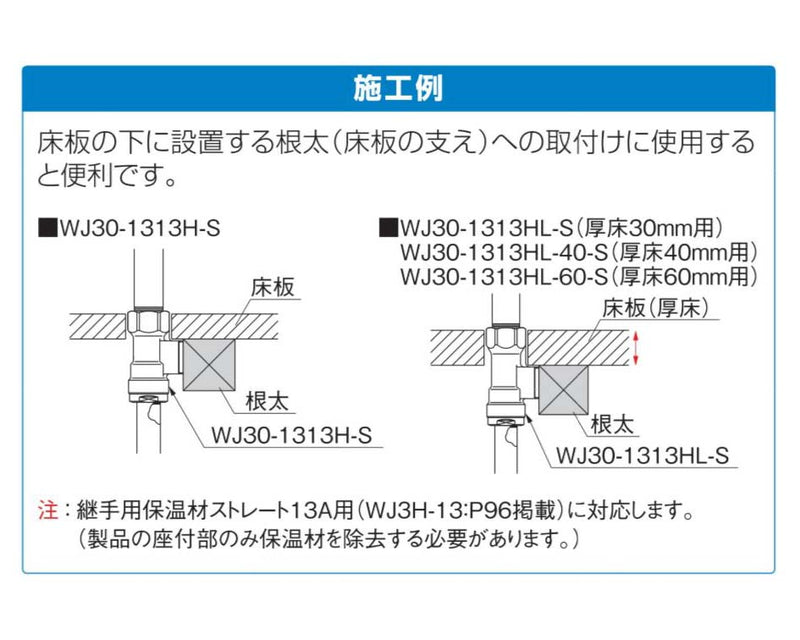 オンダ　ダブルロックジョイント（WJ型） WJ30型 床下横取付アダプター（腰高タイプ）　【品番：WJ30-1313HL-40-S】