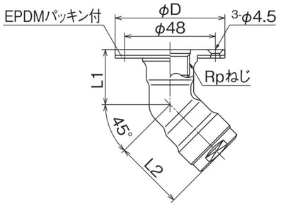 オンダ　ダブルロックジョイント（WL型） WL28型 床立上げアダプター φ58 平行めねじ　【品番：WL28-1313-S】