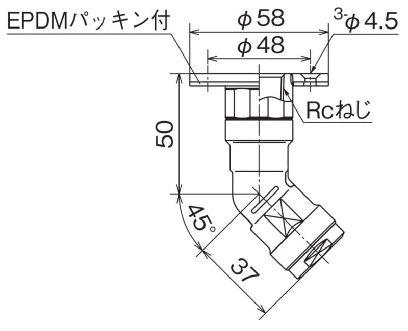 オンダ　ダブルロックジョイント（WL型） WL21型 回転式床立上げアダプター φ58　【品番：WL21-1313C-S】