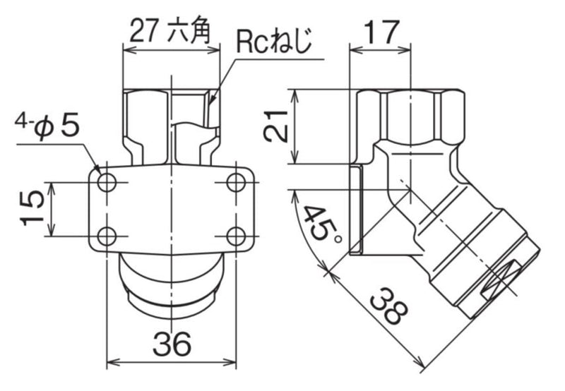 オンダ　ダブルロックジョイント（WL型） WL35型 床下横取付アダプター　【品番：WL35-1313-S】