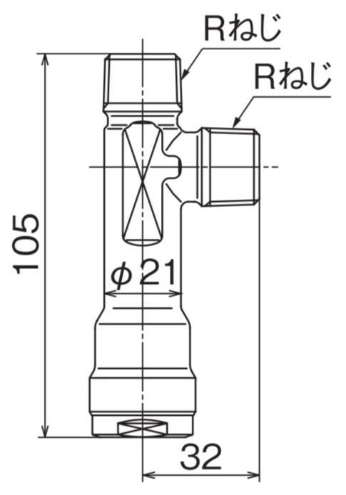 オンダ　ダブルロックジョイント（WT型） WT19型 二方分岐水栓胴長アダプター　【品番：WT19-1313-S】