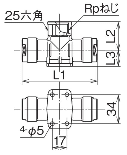 オンダ　ダブルロックジョイント（WT型） WT6型 座付チーズ平行めねじ　【品番：WT6-13C-S】