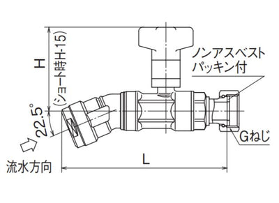 オンダ　ダブルロックバルブ（CBW型） CBW22型 逆止弁付ボールバルブ 22.5°×ナット付アダプター　【品番：CBW22C-1620M-S】