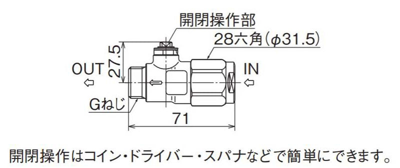 オンダ　ダブルロックバルブ（WB型） WB28型 流量調整ボールバルブ 平行おねじ ドライバー式　【品番：WB28-1313M-S-0】