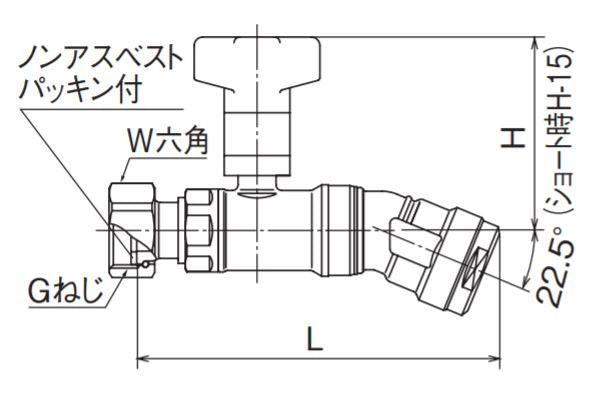 オンダ　ダブルロックバルブ（CNW型） CNW22型 22.5°×ナット付アダプター（逆止弁無）　【品番：CNW22C-1620M-S】