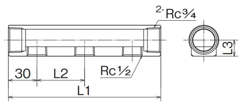 オンダ　SRH型 ヘッダー IN Rc3/4×OUT Rc1/2　【品番：SRH-2002】