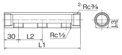 オンダ　SRH型 ヘッダー IN Rc3/4×OUT Rc1/2　【品番：SRH-2004】