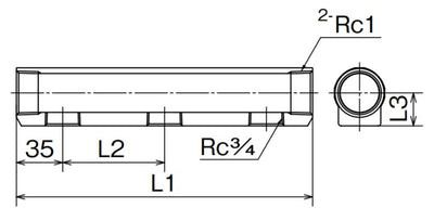 オンダ　SRH型 ヘッダー IN Rc1×OUT Rc3/4　【品番：SRH-2502-20-S】