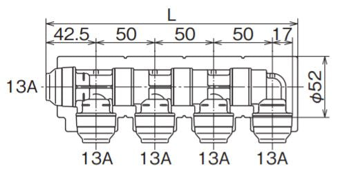 オンダ　WHSU1-AE型 回転ヘッダー・ウレタン保温材付 IN13A×OUT13A　【品番：WHSU1-AE04】