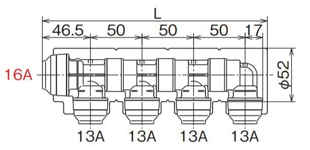オンダ　WHSU1-BE型 回転ヘッダー・ウレタン保温材付 IN16A×OUT13A　【品番：WHSU1A-BE03】