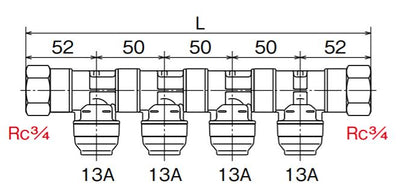 オンダ　55型 回転ヘッダー IN Rc3/4×OUT Rc3/4・13A　【品番：WH1-5506】