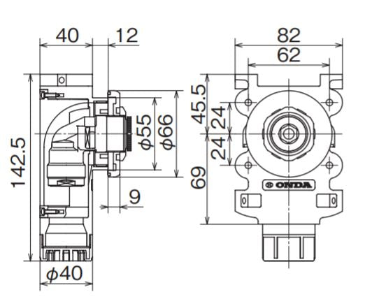 オンダ　WGX1型 カポリ水栓ボックス Rp1/2ねじ 壁板厚9〜12mm用　【品番：WGX1-10S22T】