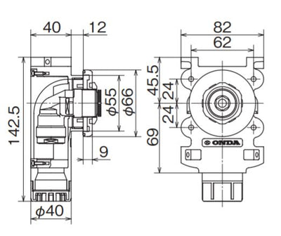 オンダ　WGX1型 カポリ水栓ボックス Rp1/2ねじ 壁板厚9〜12mm用　【品番：WGX1-13S22T】