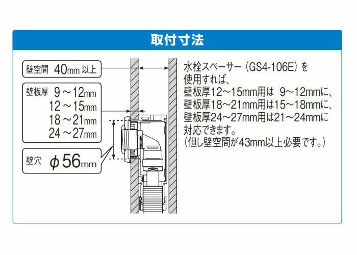 オンダ　A-4 水栓ジョイントボックス Rp1/2ねじ 壁板厚9〜12mm　【品番：WA4-10S22】