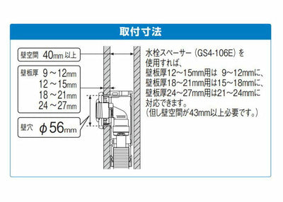 オンダ　A-4 水栓ジョイントボックス Rp1/2ねじ 壁板厚24〜27mm　【品番：WA4-13LL25】