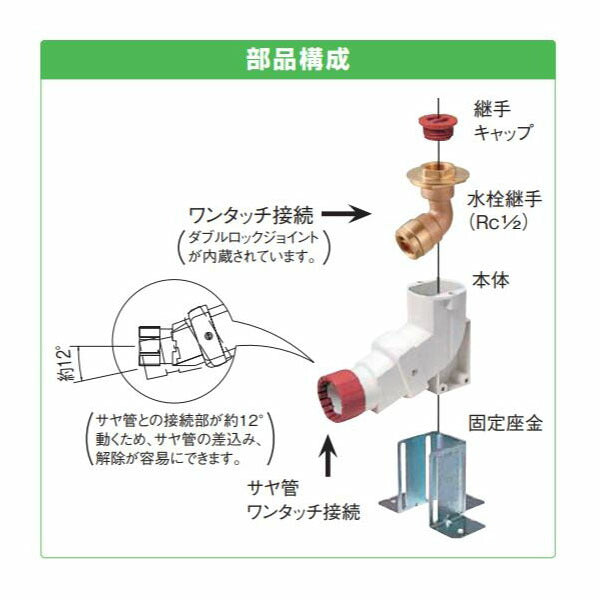 オンダ　T-4 たて型水栓ジョイント Rc1/2ねじ 標準タイプ　【品番：WS4-1022】