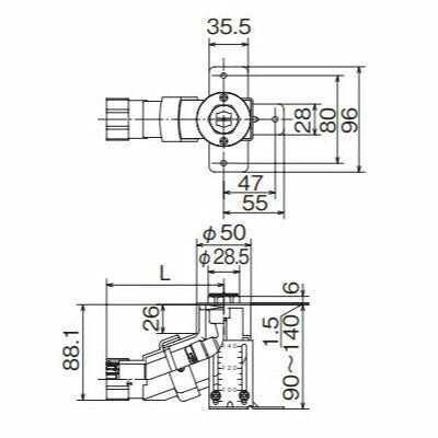 オンダ　T-4 たて型水栓ジョイント Rc1/2ねじ 標準タイプ　【品番：WS4-1022】