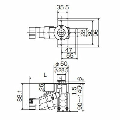 オンダ　T-4 たて型水栓ジョイント Rc1/2ねじ 標準タイプ　【品番：WS4-1322】