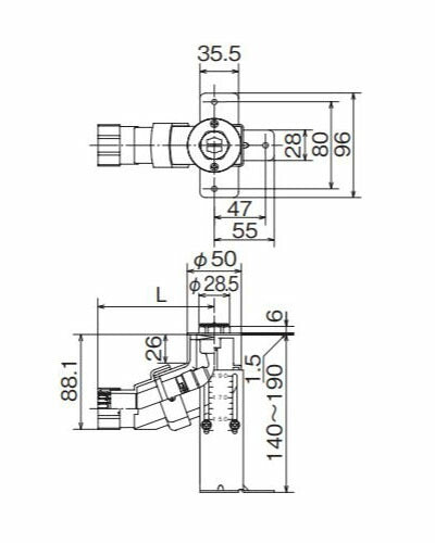 オンダ　T-4 たて型水栓ジョイント Rc1/2ねじ Hタイプ　【品番：WS4H-1022】