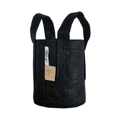 root pouch（ルーツポーチ）　リサイクルペットボトルとリサイクル天然素材から作られた不織布製の植木鉢　Black with handles　3.8liter