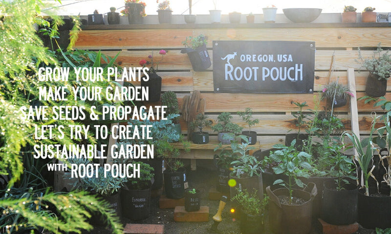 root pouch（ルーツポーチ）　リサイクルペットボトルとリサイクル天然素材から作られた不織布製の植木鉢　Black with handles　3.8liter