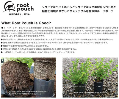 root pouch（ルーツポーチ）　リサイクルペットボトルとリサイクル天然素材から作られた不織布製の植木鉢　Black with handles　3.8liter