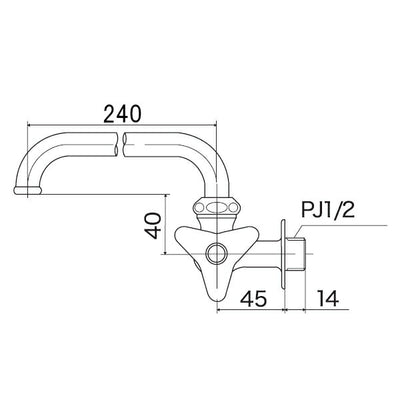 KVK　横形自在水栓240mm横自在パイプ付　一般地用　【品番：K10-R24】