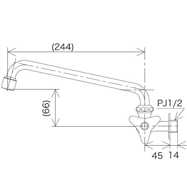 KVK　横形自在水栓（240mmパイプ）　一般地用　【品番：K10DFR24】
