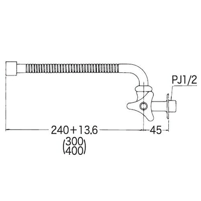 KVK　横形自在水栓400mm（フレキパイプ付）　一般地用　【品番：K10FL-R40】